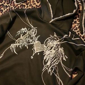 Gothic graphic design lace bunny hoodie